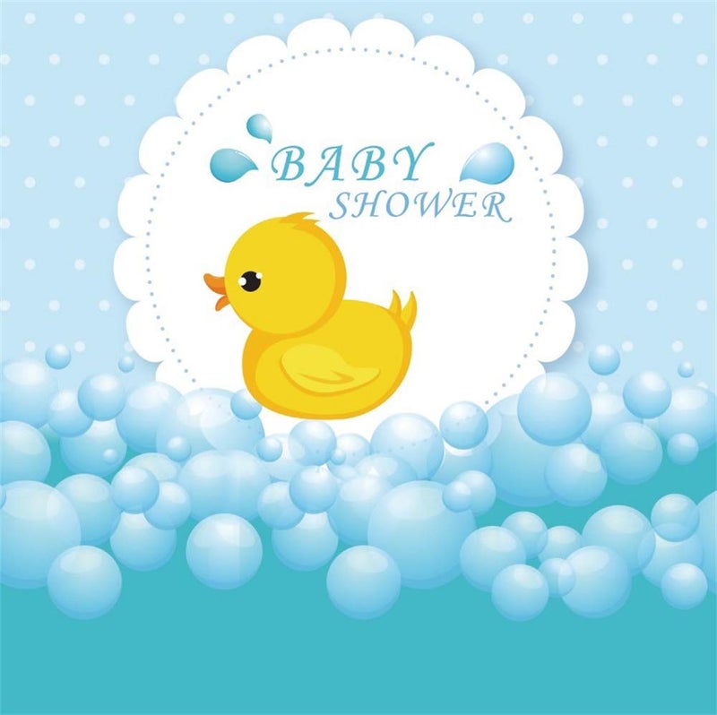 Yeele 6x6ft Baby Shower Backdrop for Photography Cartoon Little Yellow Duck Background Water Foam Bubble Backdrop Gender Reveal Party Decoration Photo Booth Shoot Vinyl Studio Props